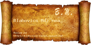 Blahovics Mínea névjegykártya